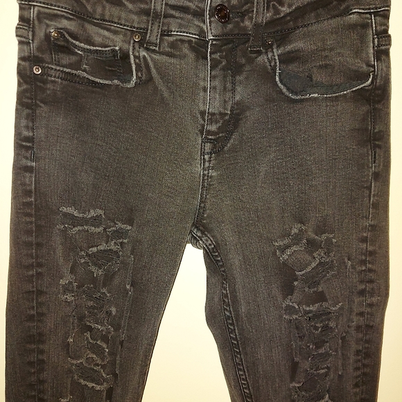 ❣️Zara super skinny ripped black jeans size 4 (#230) - Picture 4 of 7
